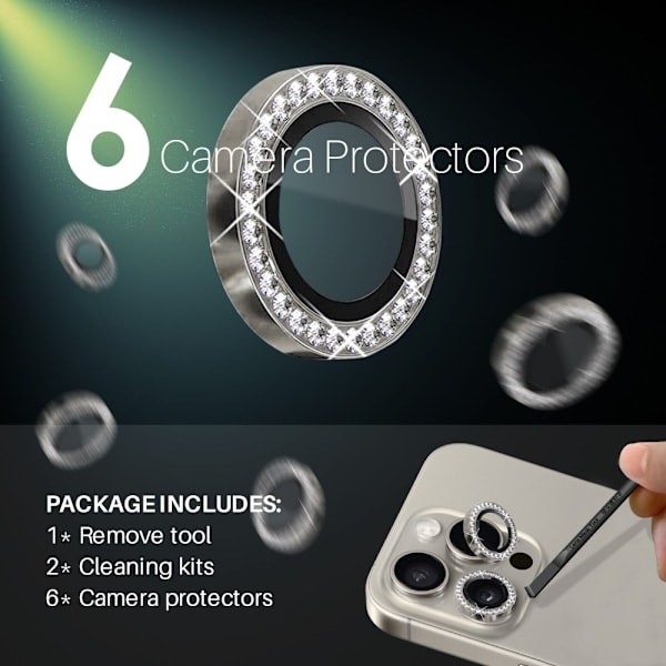 NORTHJO iPhone 15 Pro/Pro Max/14 Pro/Pro Max Linsebeskyttelse Strass 2-PACK Grå