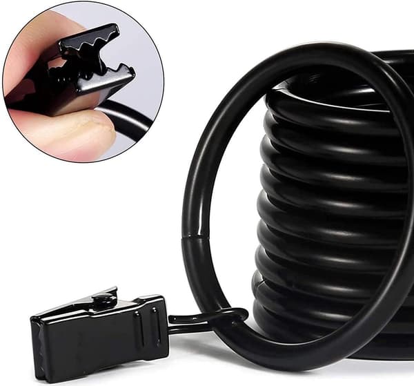 Gardinringe, 16 stk., 38 mm, rustfrit stål sort, med clips, til badeforhæng, tykke