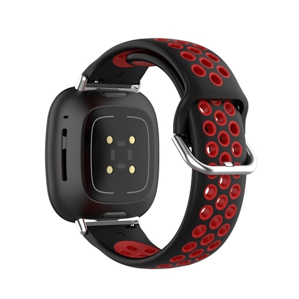 Silikone Træningsarmbånd Armbånd Versa 3/Fitbit Sense - Sort/Rød Sort/Rød Sort/Rød
