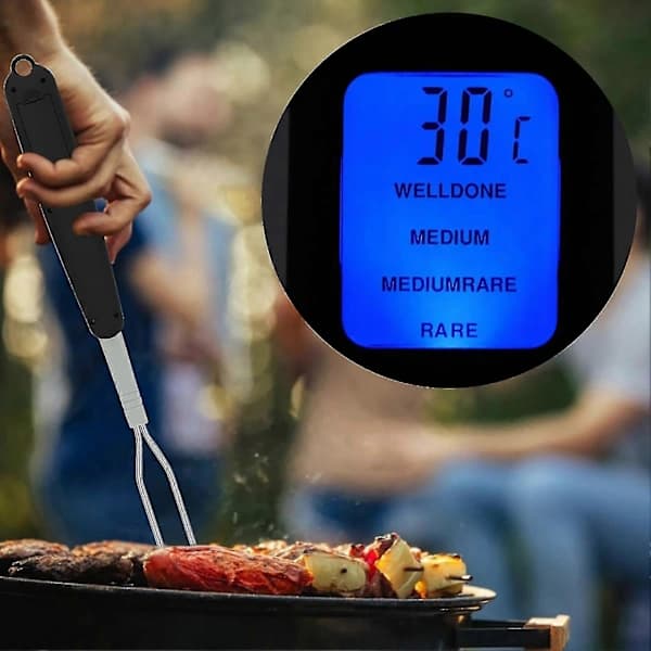 {PL}Digitalt BBQ Termometer Gaffel - Direkteavlesning, Doble Prober, LED-Display
