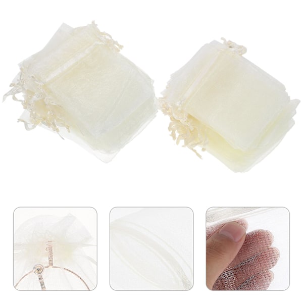 100 stk. Mesh Snørepose Snørelukning Smykketasker Organza Gaveposer Jule Organza Poser