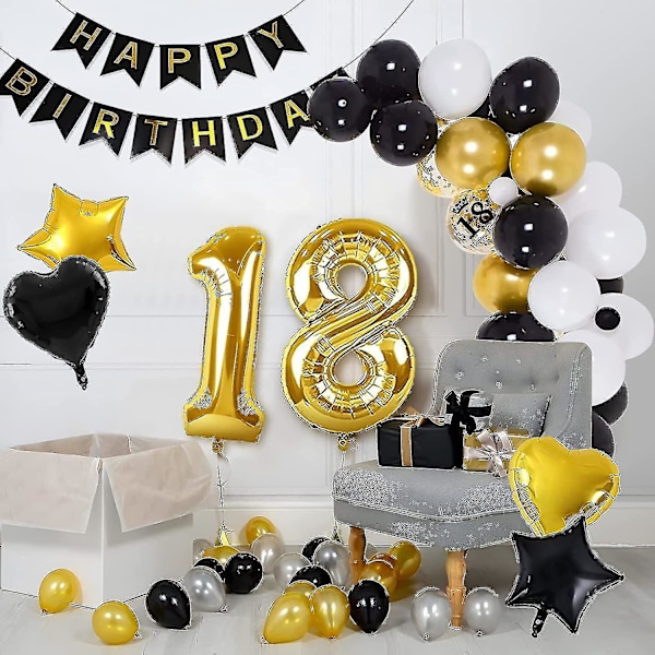 18 års fødselsdag pynt, 18 års fødselsdag balloner Glad Fødselsdag Banner