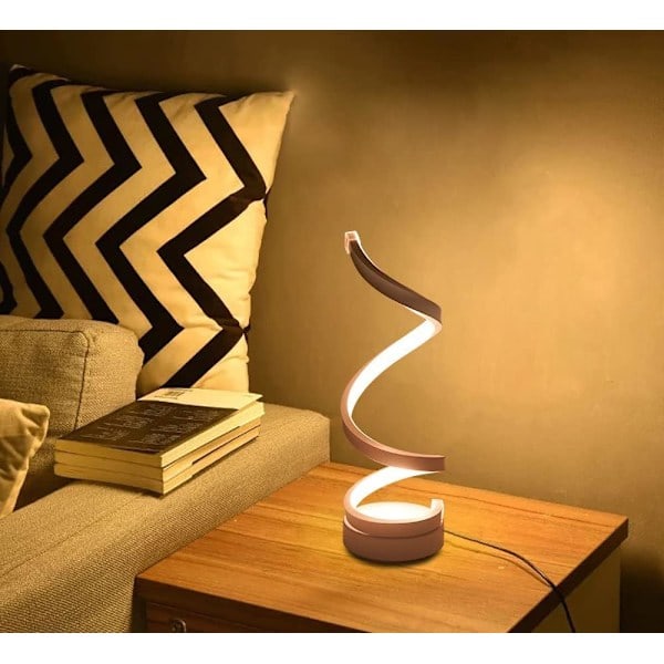 LED spiral sengelampe 12W varmt øyebeskyttende lys, LED bordlampe/dekorativ belysning for soverom stue (hvit)