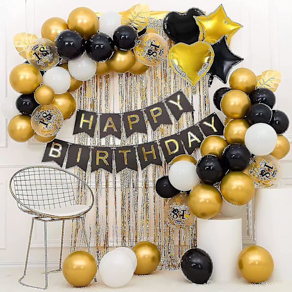 18 års fødselsdag pynt, 18 års fødselsdag balloner Glad Fødselsdag Banner