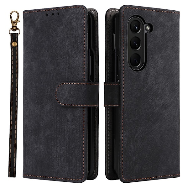 Galaxy Z Fold 6 Etui RFID Læder Sort