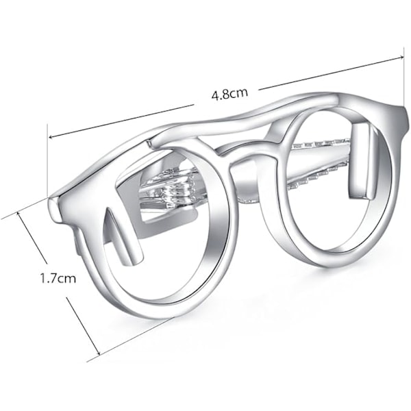 Halsbandslås för män i rostfritt stål, glasögonform, standardstorlek, 4,8 cm, silver