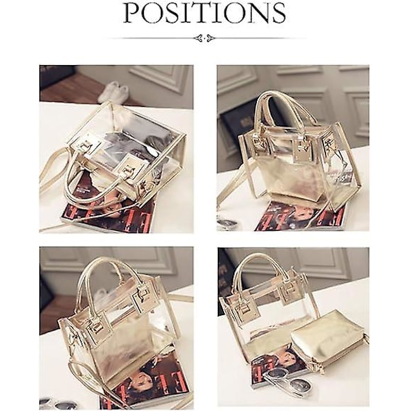 2 st Kvinnors Transparent Jelly Tote Strand Crossbody Transparent Crossbody Axelväska Tote Bag