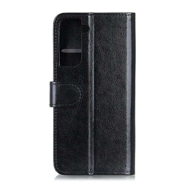 Samsung Galaxy S21 Plus - Retro Nahkakotelo - Musta Black Musta