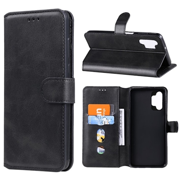 Samsung Galaxy A32 5G - Klassisk Læder Etui - Sort Black Svart