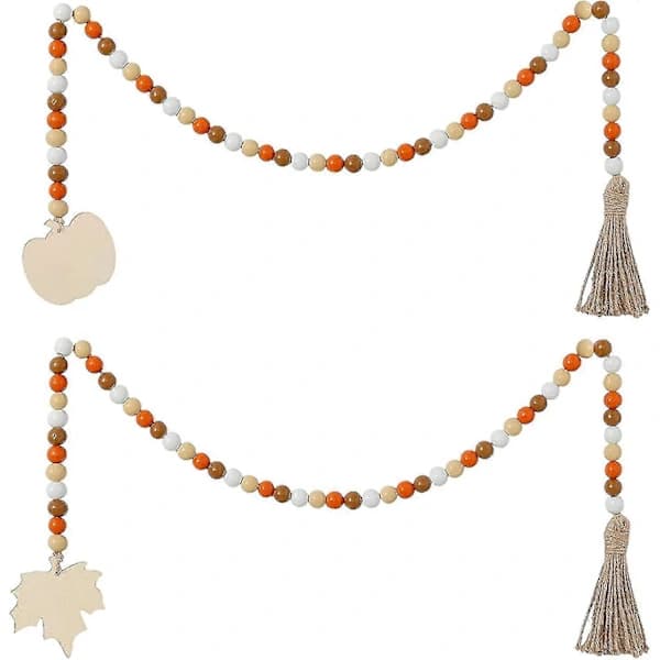 [PL】2 stk. Træperlekrans Ornamenter, 1m