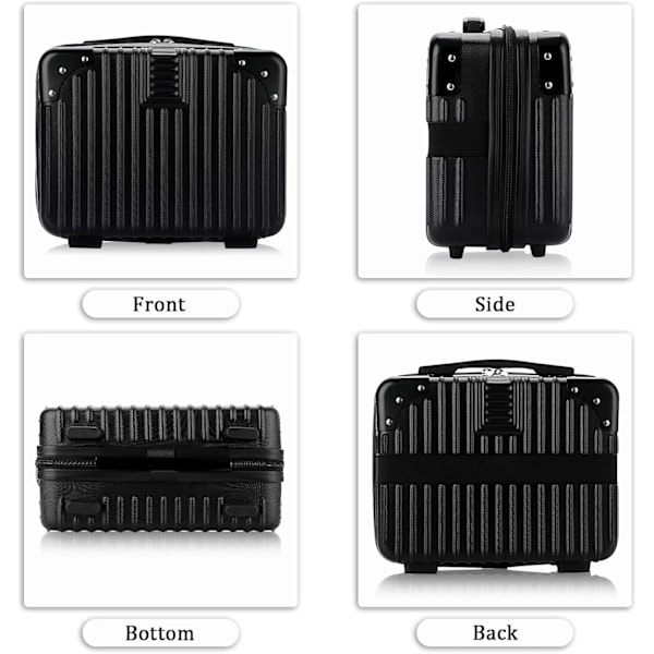 Makeup Rejsetaske - Hård Kosmetiktaske Organizer, Mini ABS Bærbar Rejsetaske Sort black