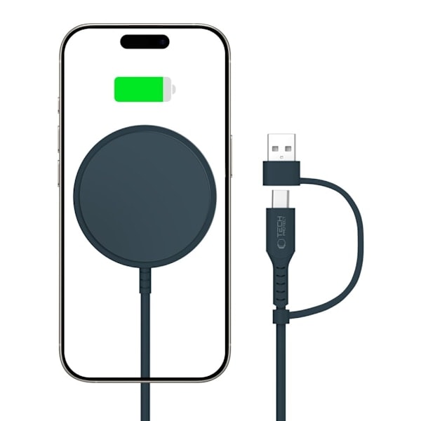 Tech-Protect 15W MagSafe Trådløs Qi-lader Marineblå