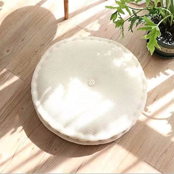 Rund Kudde Stolsdyna Hängande Tvättad Mjuk Mesh Sitsdyna Stolskuddar för Inomhus Utomhus Golv, Stol, Soffa, Eldstad, Säng, Kontor 40cm (Off-white)