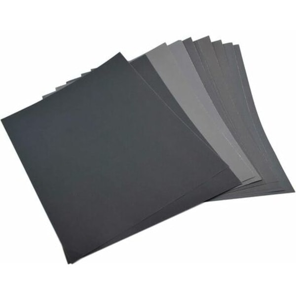 Sandpapper, 230 x 280 mm, 2 ark per kornstorlek, blandade korn 800/1000/1200/1500/2000, våtslippapper