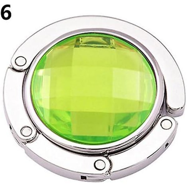 2 st Fällbar Handväska Hängare Rund Kristall Rhinestone Fällbart Bord Väska Hängare Hållare Grön