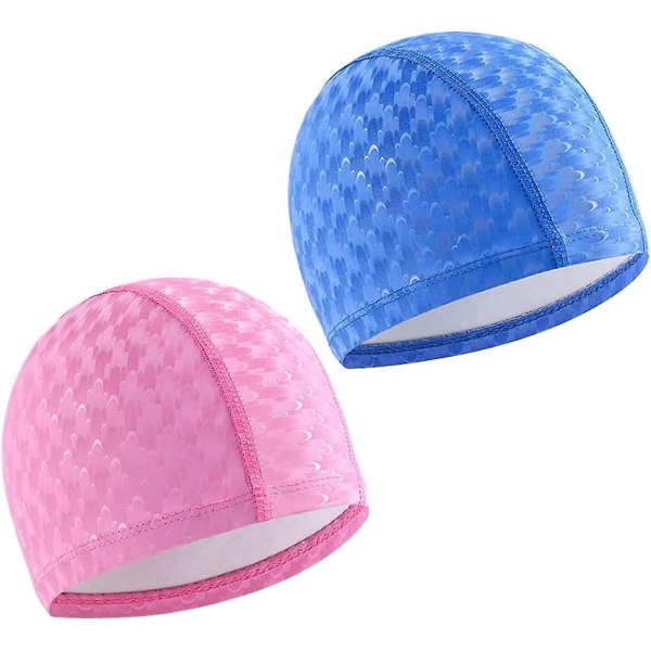 2st cap lätt badmössa Bekväm halkfri cap för kvinnor män barn, blå och rosa
