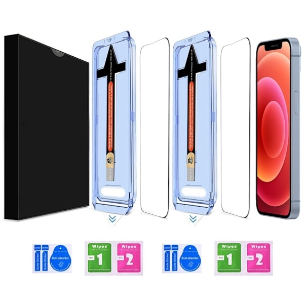 iPhone 12/12 Pro 2-PAK Skærmbeskytter Fuld Dækning Hærdet Glas