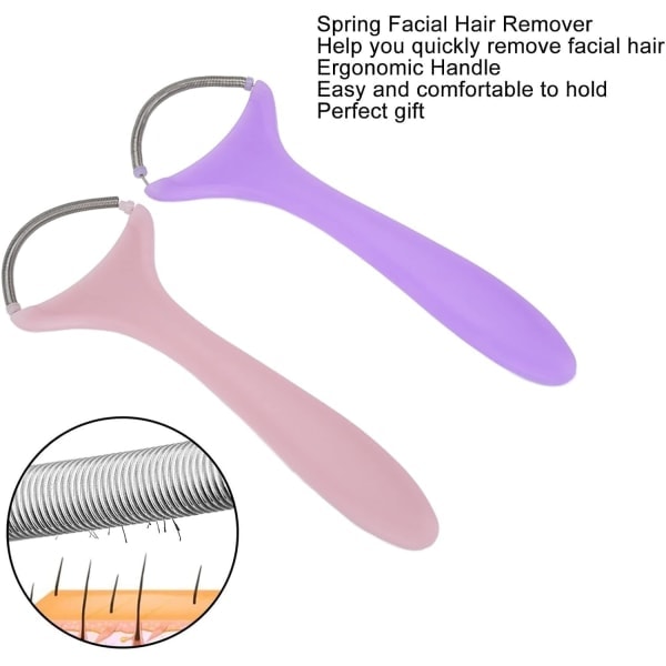 2 STK Fjær ansiktshårfjerner, manuell bærbar tråding ansikts epilator kvinner skjønnhet hår epilator verktøy for overleppe hake kinn