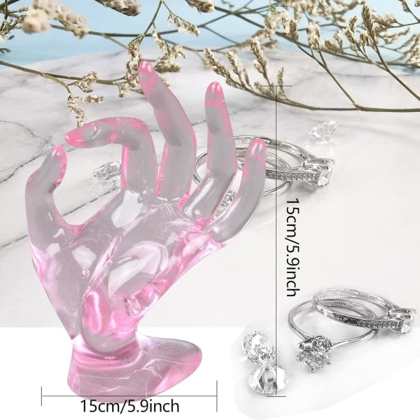 Hand OK Gest Handskdisplay Stativ Transparent Armbands Handdisplaystöd Rosa Smyckesdisplay Ringhållare Hand Plast Mannekäng Handstativ