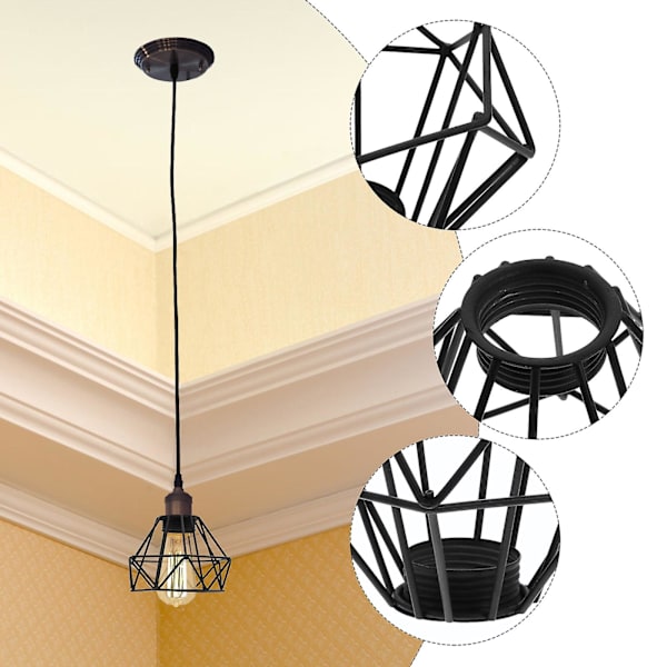 Hål-utjärnad järndiamanth formad lampskärm Retro ljusskärm Chandelier Cover