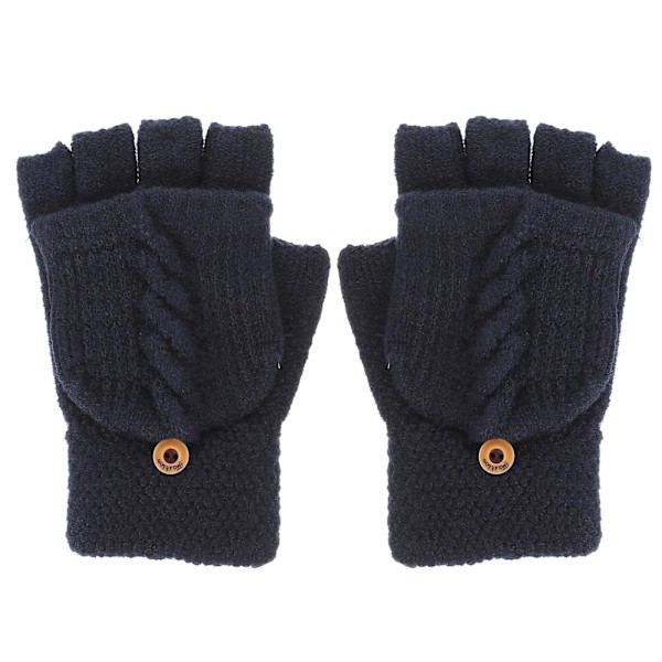 1 Par Fingerløse Handsker Kvinder Varme Strikkede Handsker Klap Luffer Halv Finger Handsker