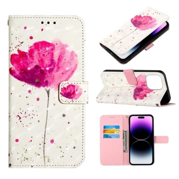 iPhone 14 Pro Skal Med Tryck Rosa Blomma