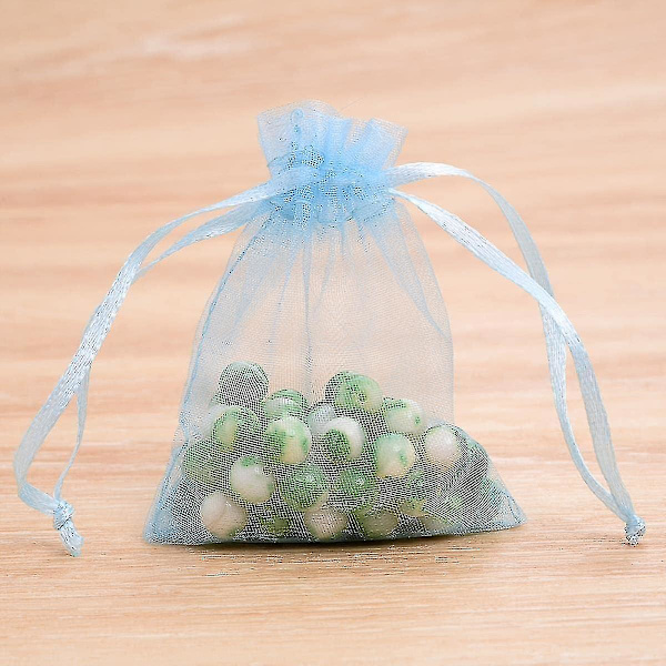 50 Stykker 10 X 15 Cm Organza Gavepose med Snøre til Slik, Bryllupsgavepose-