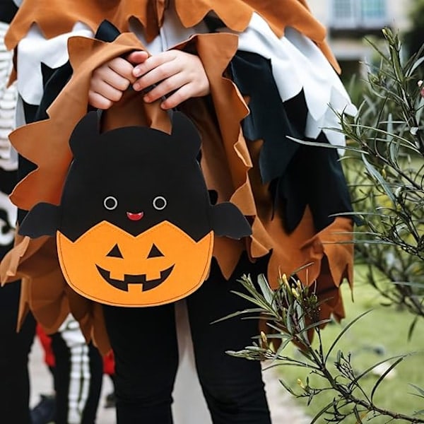 Halloween Trick or Treat-tasker, søde flagermus-græskar slikspand taske, multifunktionelle genanvendelige filt tasker kurv til festgaver gaveposer