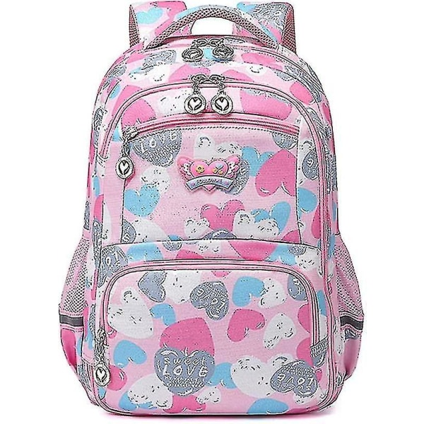 Ryggsäckar för grundskoleelever, väskor för grundskoleelever, ryggsäckar för barn, ryggsäckar, pojkar och flickor (rosa)