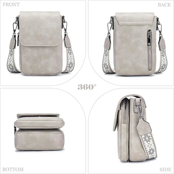 Lille Crossbody Taske, Mobiltelefon Crossbody Taske, Mobiltelefon Taske med Touchskærm, Kunstlæder Crossbody Taske med Rem og Transparent Skærm