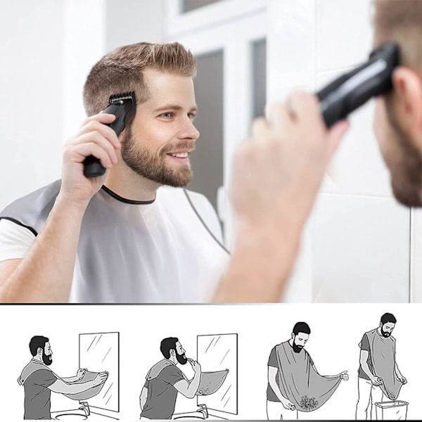 Barberforklæde Skægforklæde Forklæde Skægformningsværktøj med sugekopper Nylon Skægtrimning Perfekt plejegave til mænd Far Make Hvid