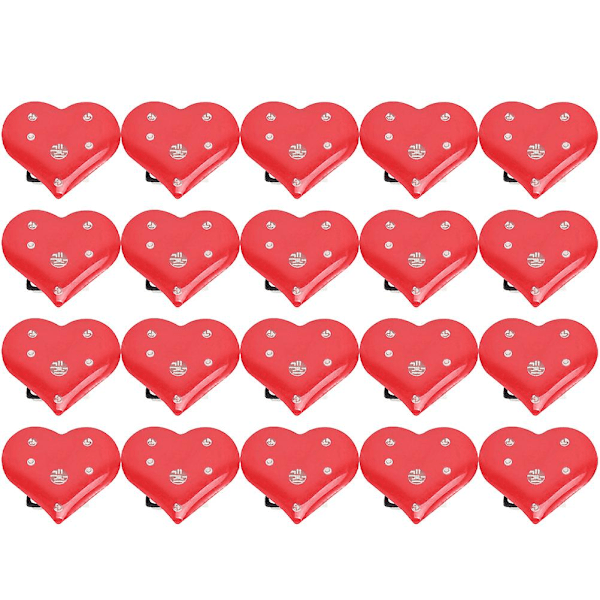 50 st Valentine's Day Röda Hjärtformade Broscher med LED-Blinkande Broscher