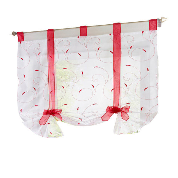 Romersk gardin med brodert bånd i voile med transparente ringer (B x H 120 x 140 cm, lilla)