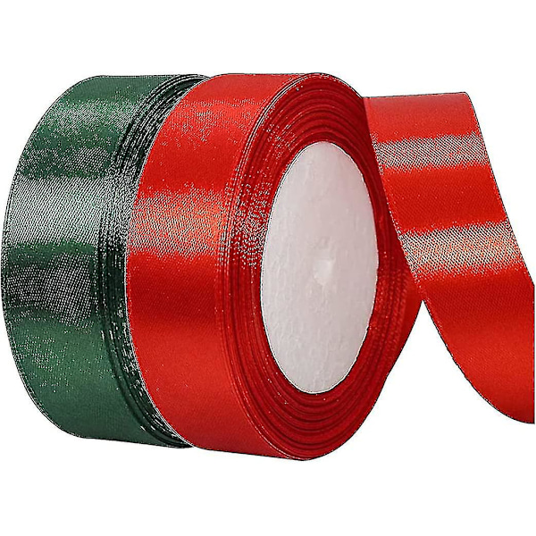 2 Rullar 50 Yards Heilwiy Julband, 1 Tum Bred Heilwiy Jul Satinband Dubbelsidigt Polyesterband
