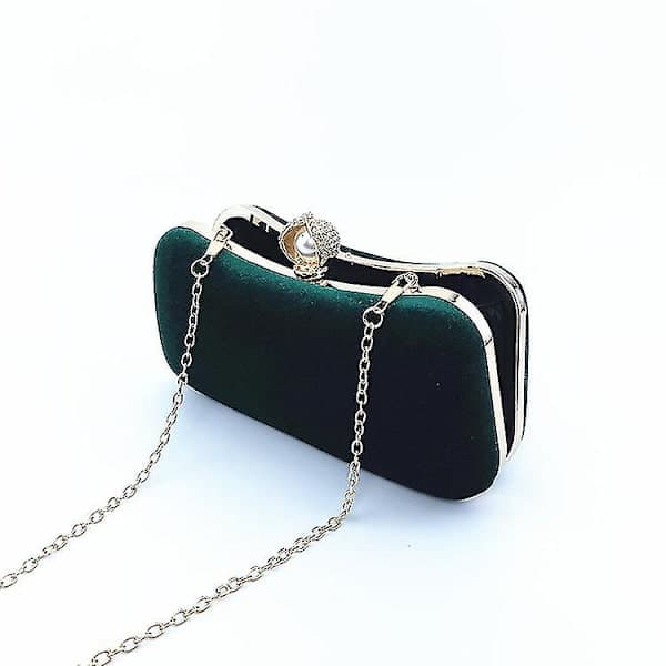 Sammet Bronzad Kvällsväska Retro Clutch - Grön