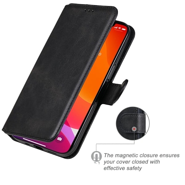 iPhone 13 - Solid Læder Etui - Sort