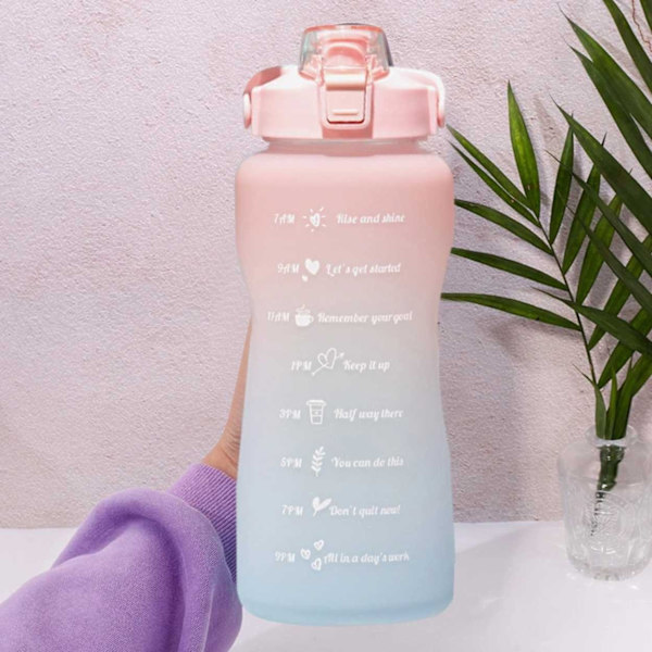 2L Vedenpullo oljella ja aikamerkinnällä, vaaleanpunainen pink