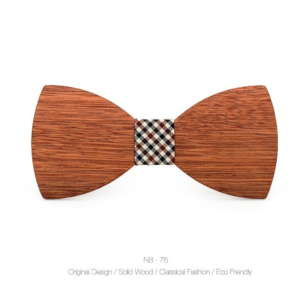 Handgjord träfluga, elegant och modern, modeaccessoar eller present. Lätt att justera, brun, en storlek