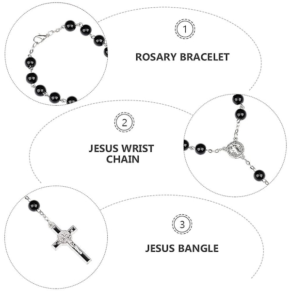 3 st Rosaries Armband Kristna Armband Korshänge Kedja Amulet Kedja