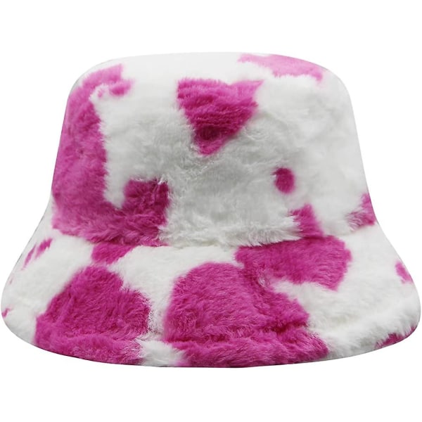 Kvinnor Flickor Leopard Print Fuskpäls Bucket Hat Fuzzy Warm Winter Hat Fisherman Cap