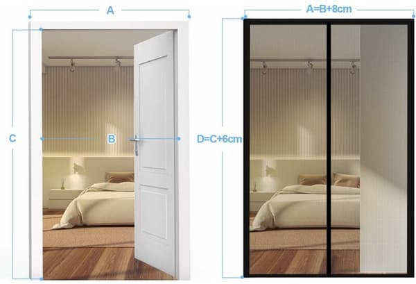 Sort magnetisk myggenet til døre 80x210cm – ingen boring, til karnapper