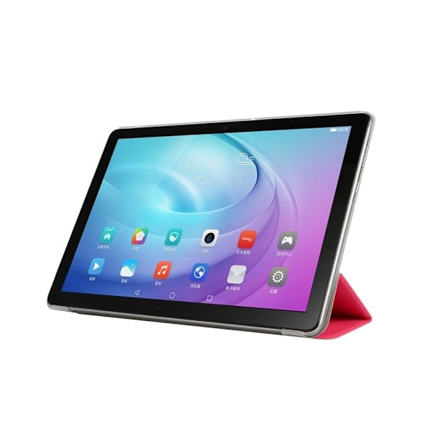 Huawei MediaPad T5 10 - Ohut Tri-Fold Kotelo - Vaaleanpunainen Pinkki Ruusu