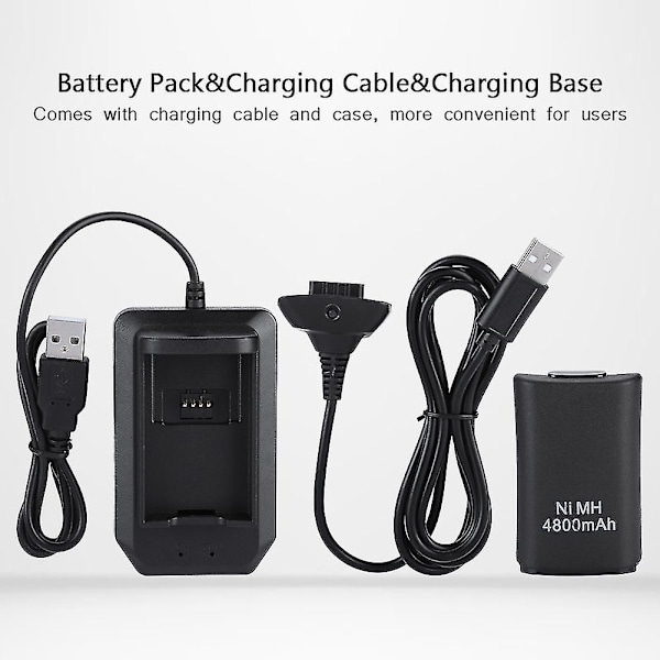 Laddningsbart Batteripaket för Xbox 360 4800mah Ersättningsbatteripaket för Xbox 360