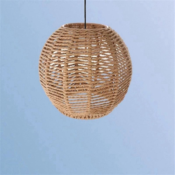 1x Rattanlampa Skärm Handgjord Vävd Chandelier Retro Lampskärm Hemma Lampskärm Dekorativ Chande