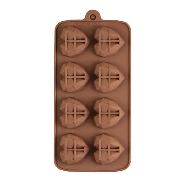 {PL} Silikonform for baking - 8 hjerter brun