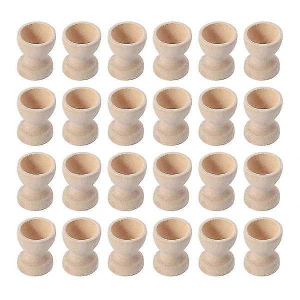 {PL}24 st Trä Äggställ Äggkoppar Äggförvaring Påskägg Koppar För Hemmet Träfärg 3.5X3CM