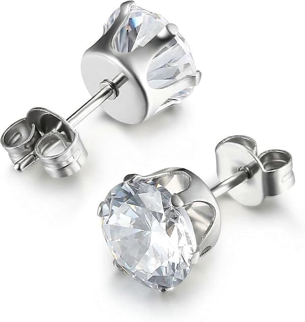 Smykker Kvinders Rustfrit Stål Runde Klare Cubic Zirconia Stud Øreringe (6 Par)