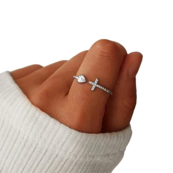 Jeg tror på dig Ring Legering Ring Justerbar Åben Ring Til Fine Smykker, Hvidguld【PL】