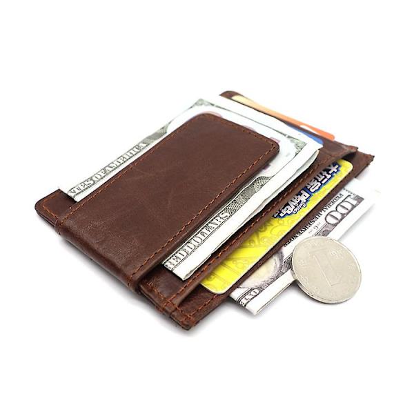 Pengeklämma Plånbok Framficka Män Läder Slank Minimalistisk Plånbok Brun 7.8*11.5cm
