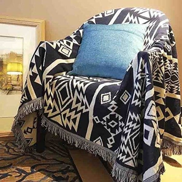 Multifunktionel dekorativt tæppe sofa håndklæde bomuld varmt overtræk 130 x 180cm
